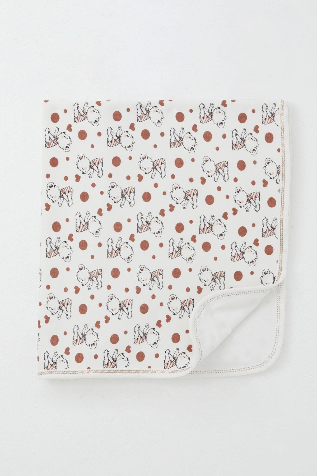 Breeze Yenidoğan Bebek Battaniyesi Sevimli Bebek Ayıcık Desenli Ekru (Standart)