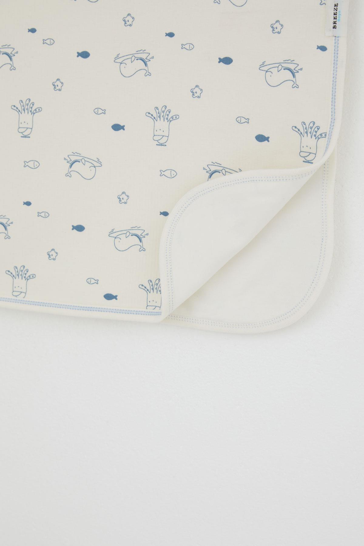 Breeze  Yenidoğan Bebek Battaniyesi Sevimli Deniz Hayvanları Desenli Krem (80 X 90 cm)