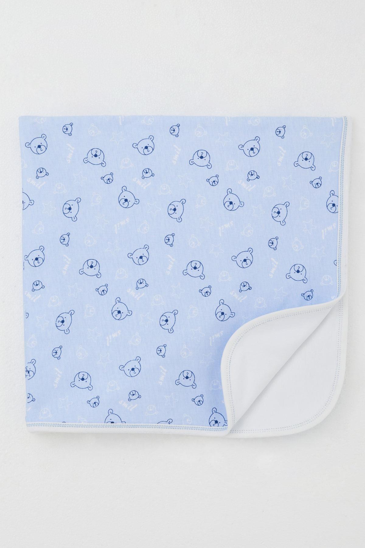 Breeze  Yenidoğan Bebek Battaniyesi Sevimli Ayıcık Figürlü Yıldız Desenli Mavi (Standart)