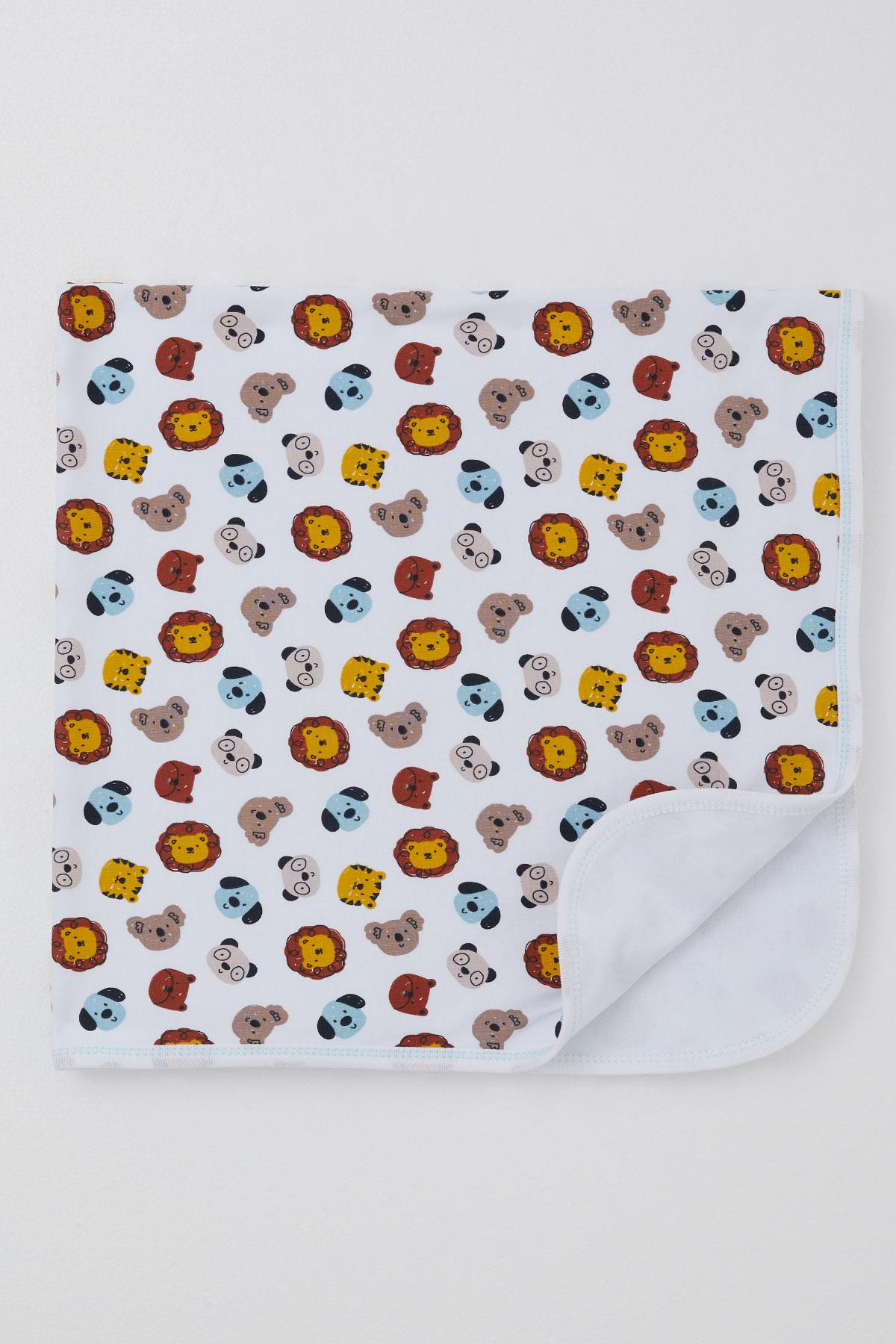 Breeze  Yenidoğan Bebek Battaniyesi Sevimli Hayvancıklar Desenli Beyaz (76 x 87 cm)