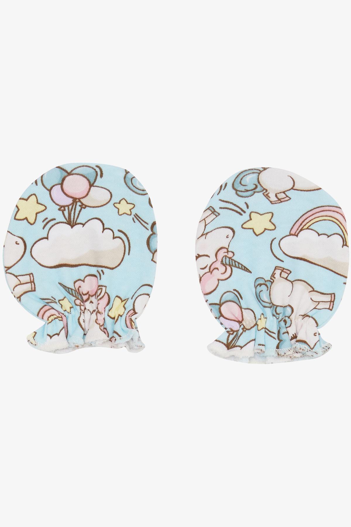 Breeze Yenidoğan Bebek Eldiven Unicorn Desenli Turkuaz