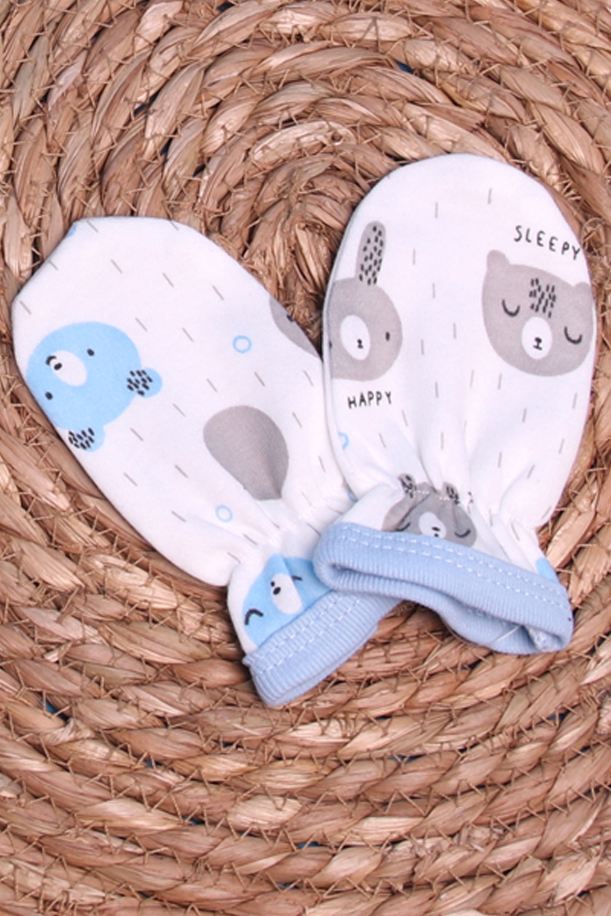 Breeze Yenidoğan Bebek Eldiveni Ayıcıklı Mavi