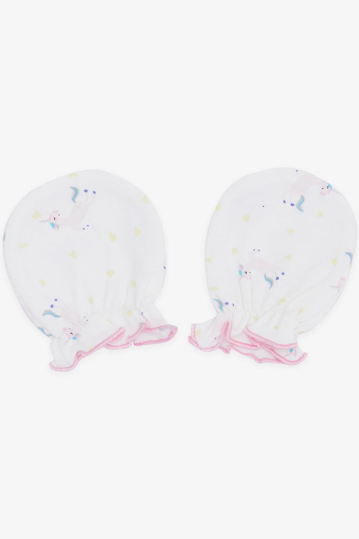 Breeze Yenidoğan Bebek Eldiveni Unicorn Desenli Beyaz