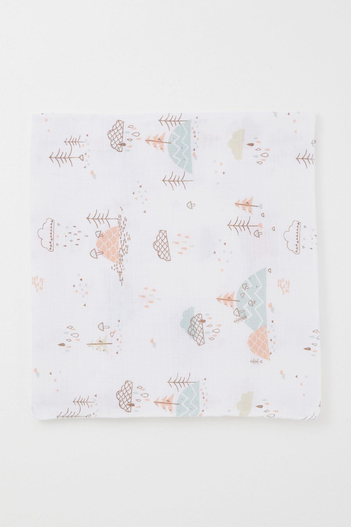 Breeze Yenidoğan Bebek Müslin Battaniye Bahar Temalı Bulut Desenli Ekru (Standart)