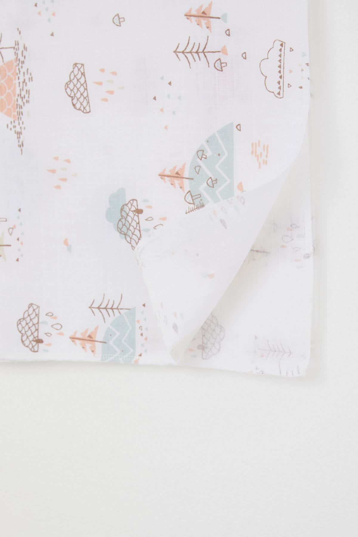 Breeze Yenidoğan Bebek Müslin Battaniye Bahar Temalı Bulut Desenli Ekru (Standart)