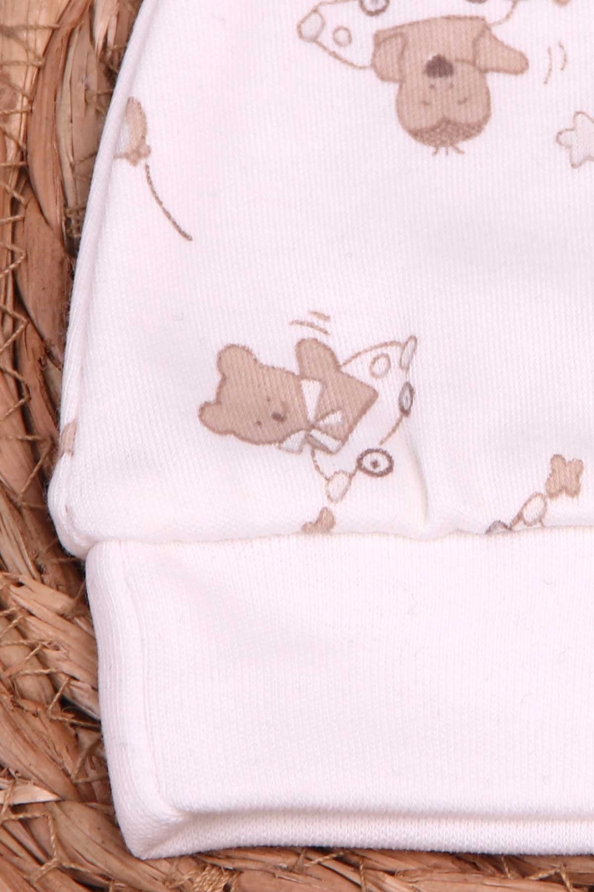 Breeze Yenidoğan Bebek Şapkası Ayıcıklı Ekru