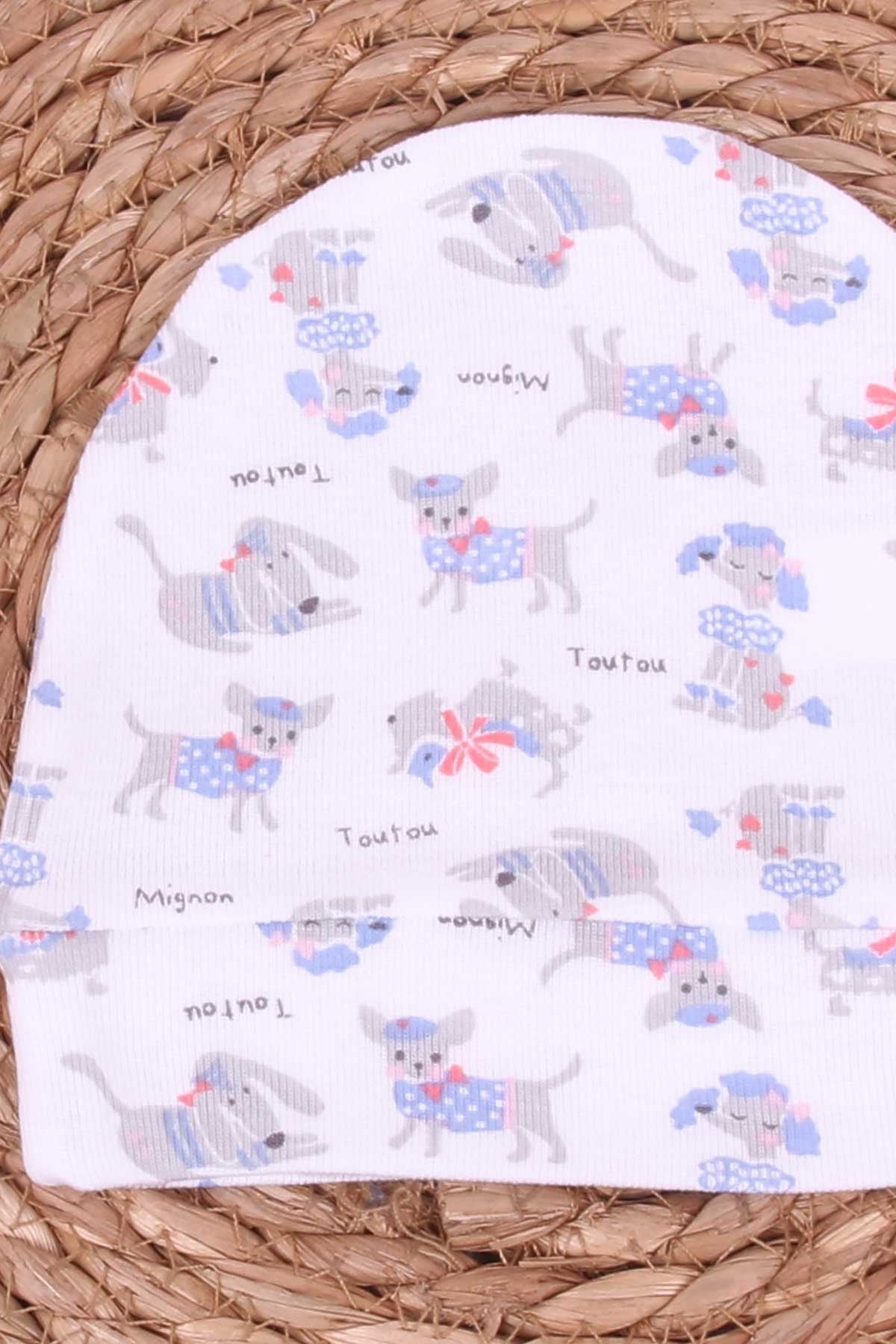 Breeze Yenidoğan Bebek Şapkası Hayvancık Desenli Beyaz (Standart)