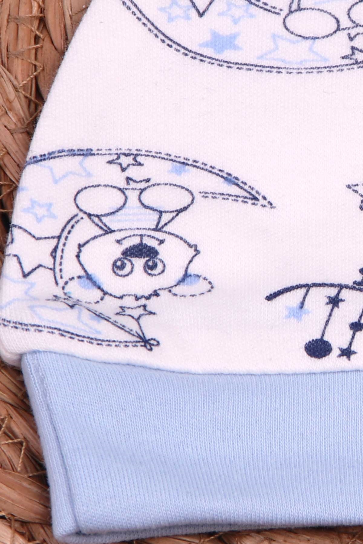 Breeze Yenidoğan Bebek Şapkası Uyku Temalı Ekru