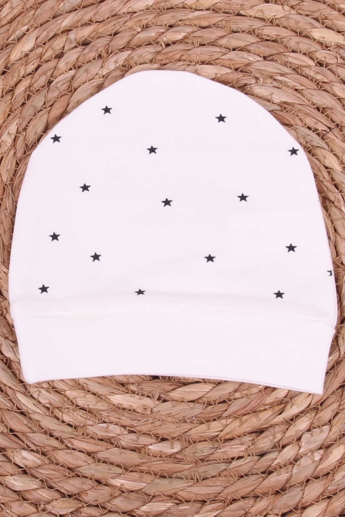 Breeze Yenidoğan Bebek Şapkası Yıldız Desenli Ekru (Standart)