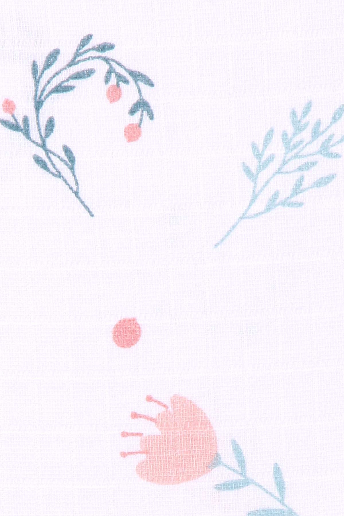 Breeze Yenidoğan Müslin Bebek Battaniyesi Çiçekli Ekru (75 x 95)