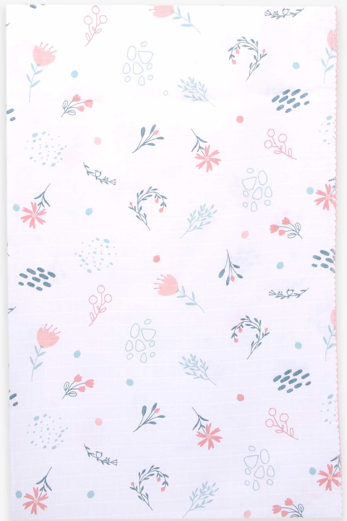 Breeze Yenidoğan Müslin Bebek Battaniyesi Çiçekli Ekru (75 x 95)