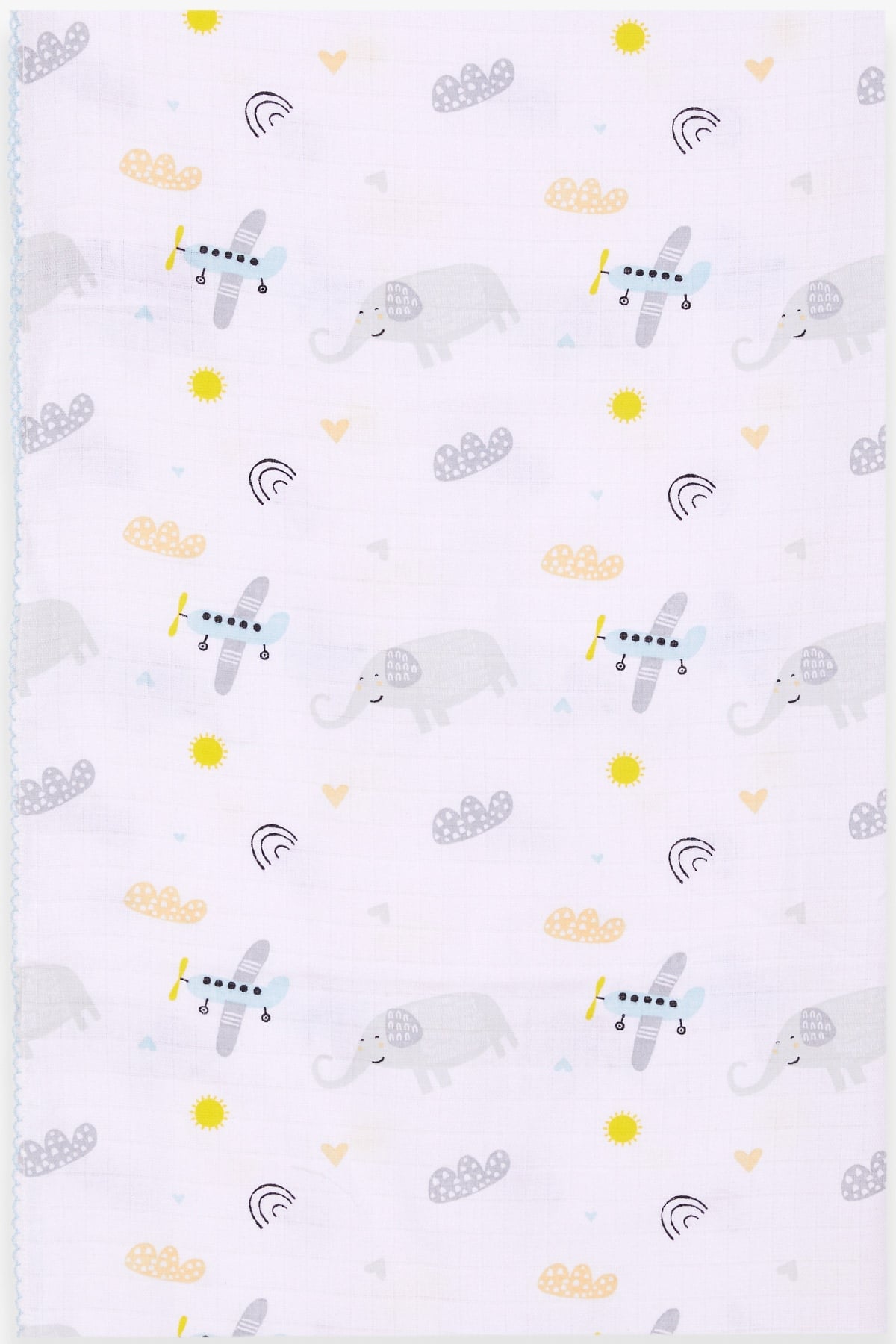 Breeze Yenidoğan Müslin Bebek Battaniyesi Uçak Desenli Ekru