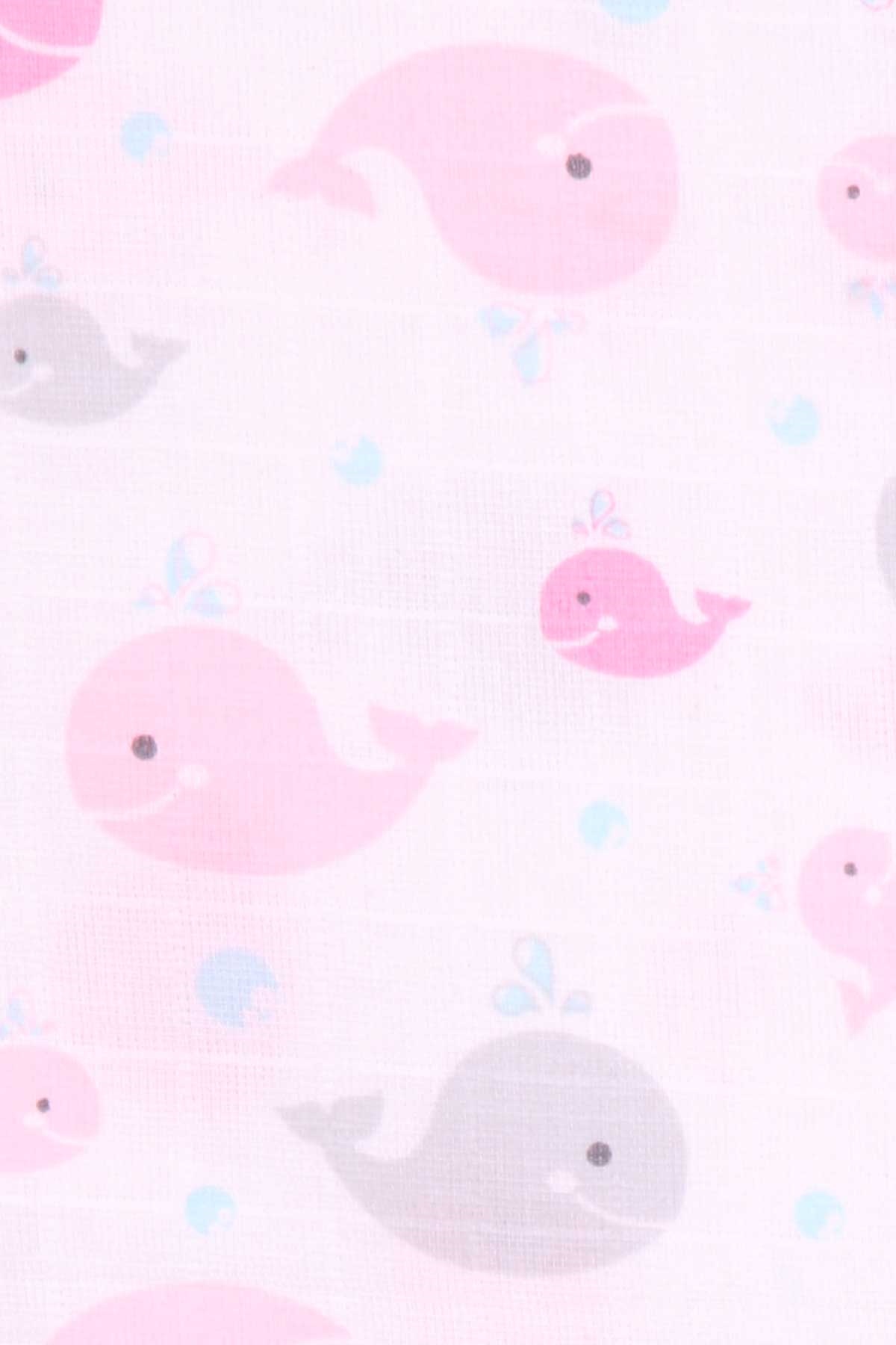 Breeze Yenidoğan Müslin Bebek Battaniyesi Mutlu Balina Desenli Ekru (Standart)