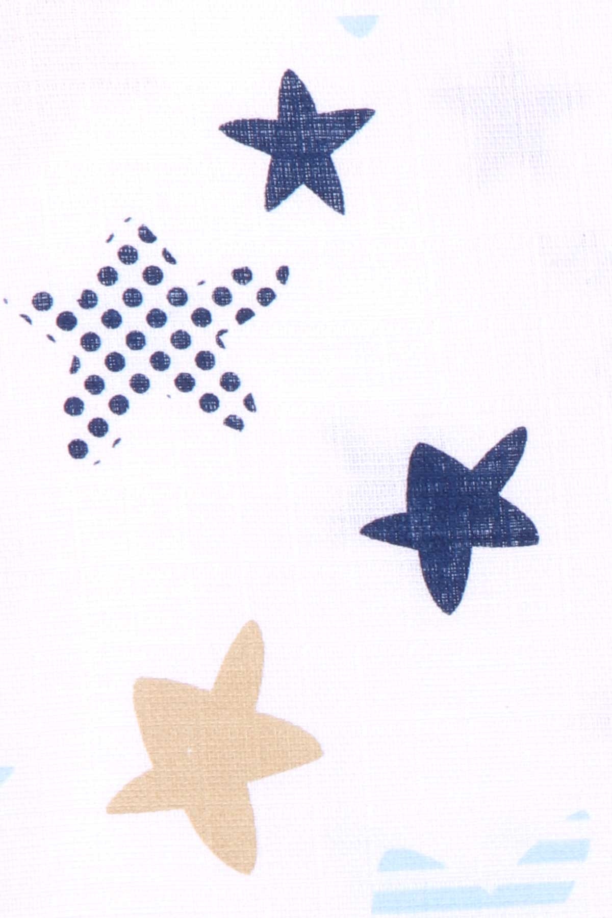 Breeze Yenidoğan Müslin Bebek Battaniyesi Yıldızlı Ekru (75 x 95)