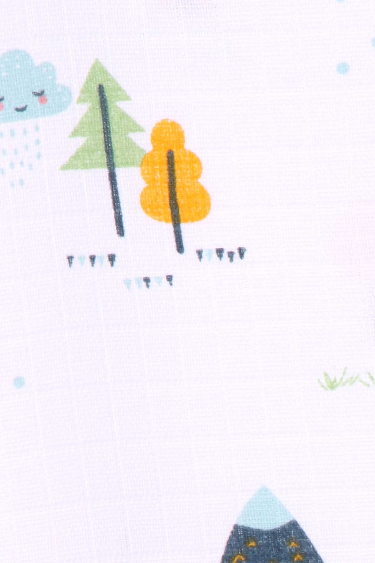 Breeze Yenidoğan Müslin Bebek Battaniyesi Bahar Temalı Ekru (75 x 95)