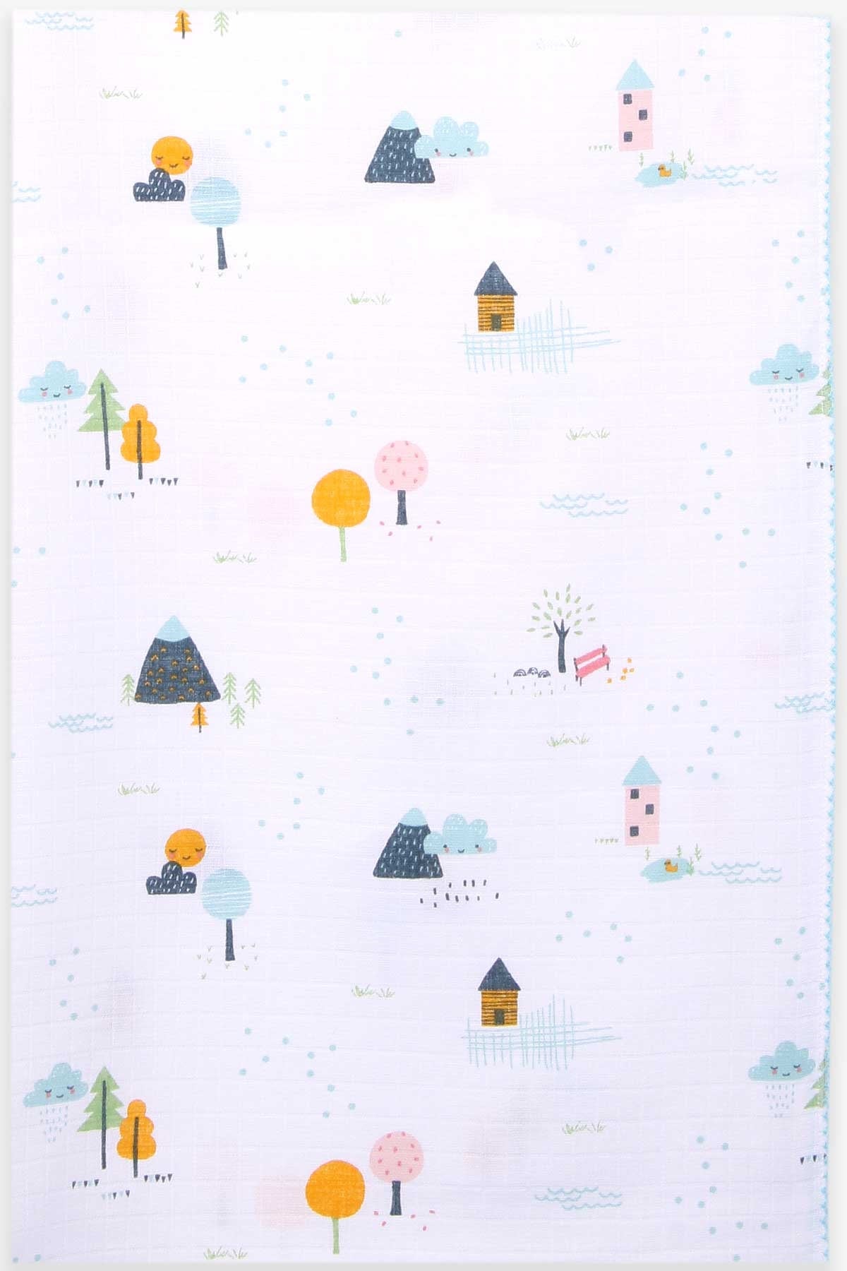 Breeze Yenidoğan Müslin Bebek Battaniyesi Bahar Temalı Ekru (75 x 95)