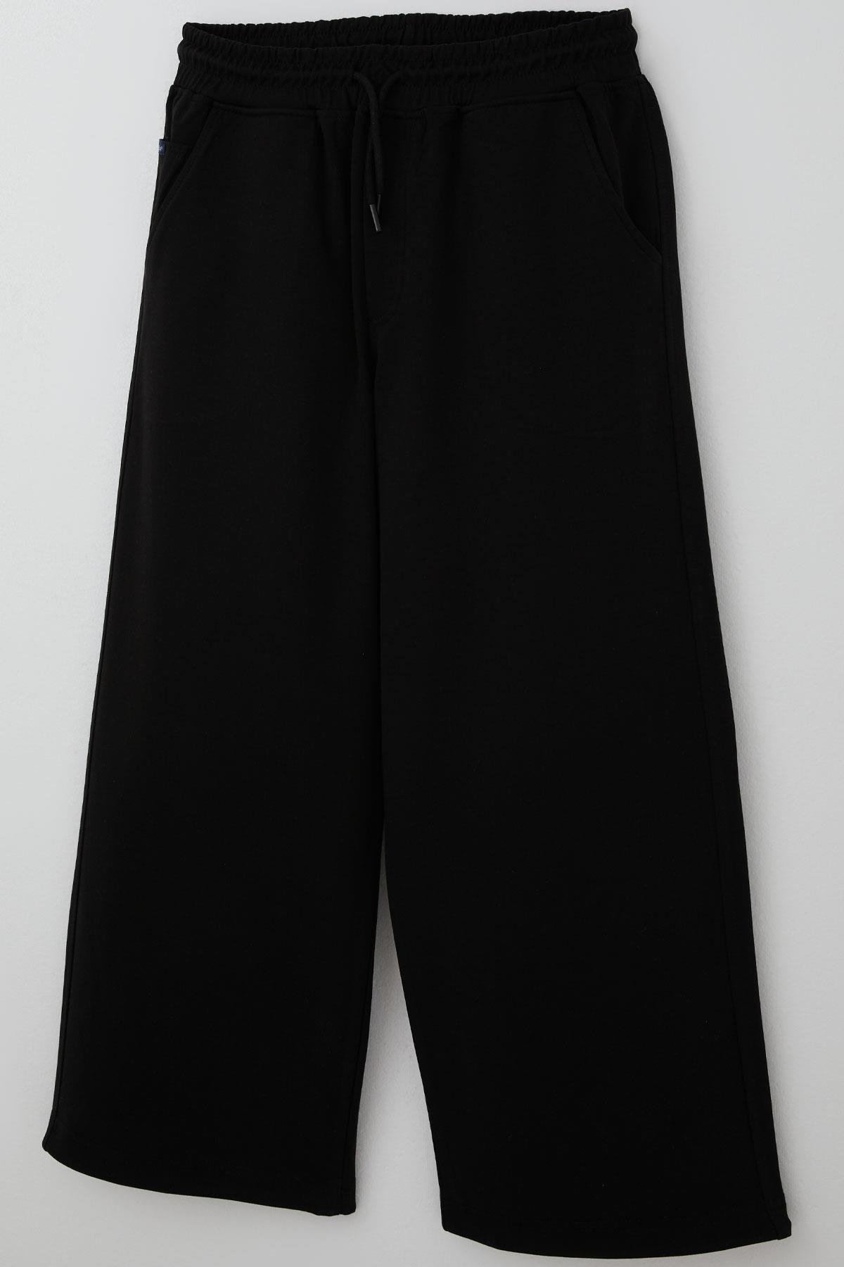 Cegısa Erkek Çocuk Eşofman Altı Beli Ve Paçası Lastikli İp Bağlama Büzgülü Siyah (10-12 Yaş)