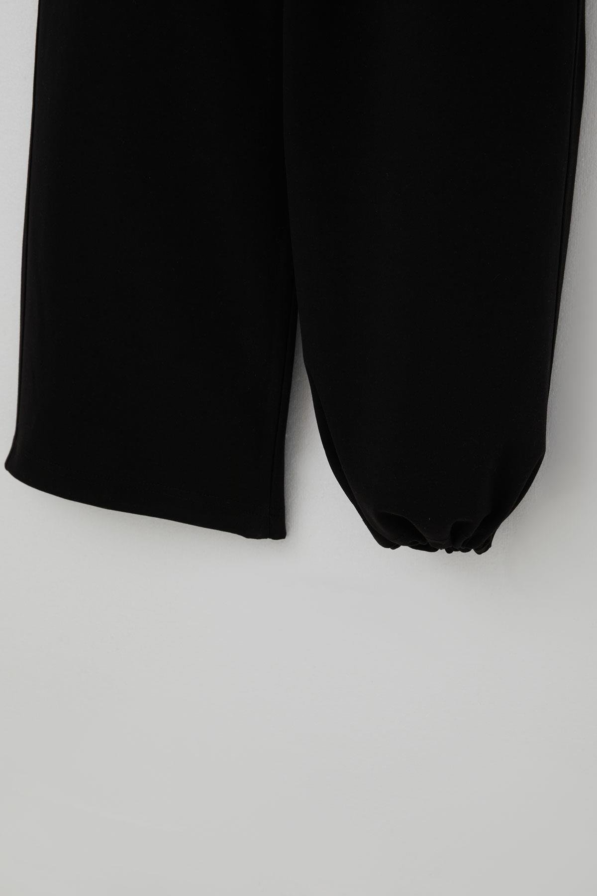 Cegısa Erkek Çocuk Eşofman Altı Beli Ve Paçası Lastikli İp Bağlama Büzgülü Siyah (10-12 Yaş)