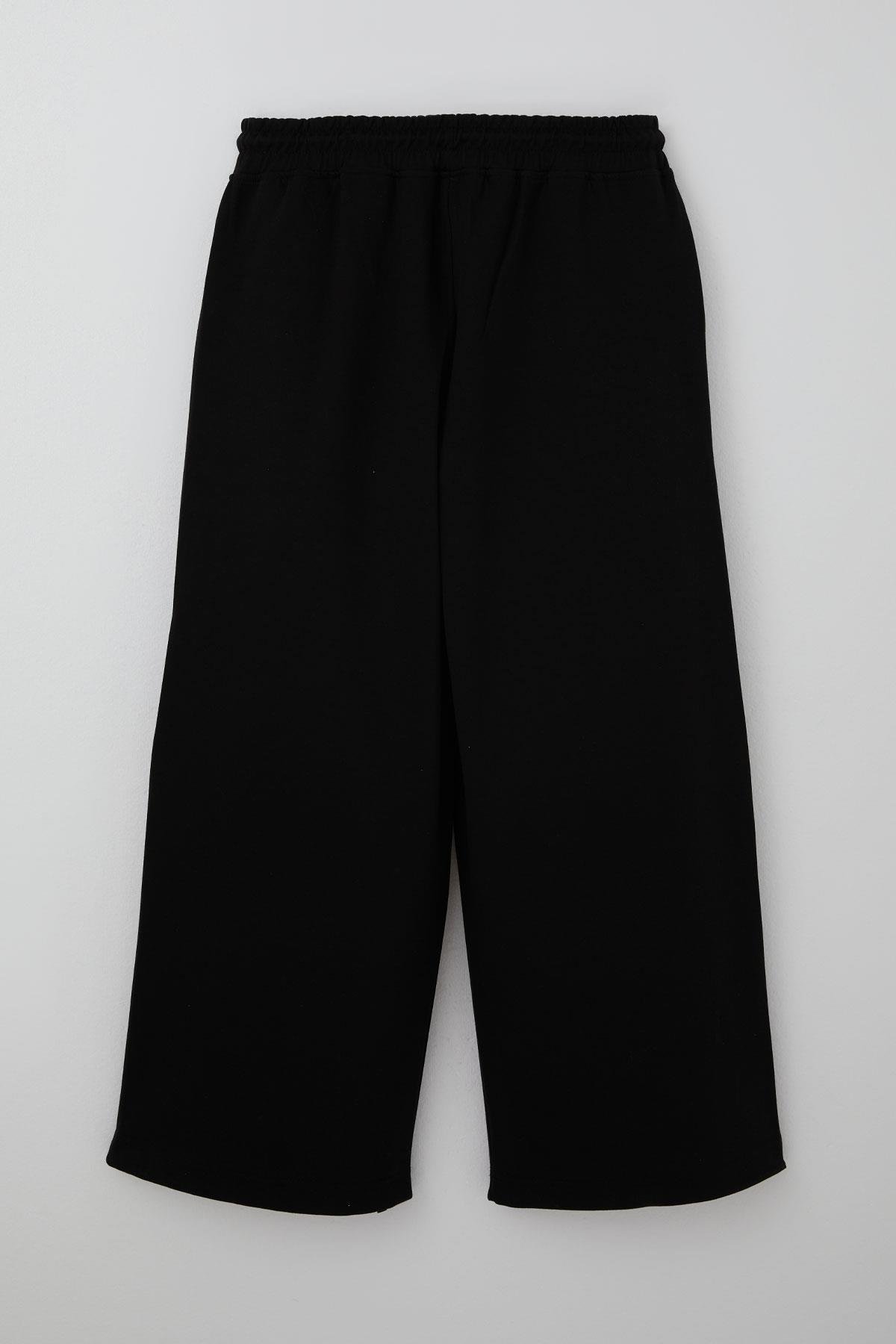 Cegısa Erkek Çocuk Eşofman Altı Beli Ve Paçası Lastikli İp Bağlama Büzgülü Siyah (10-12 Yaş)