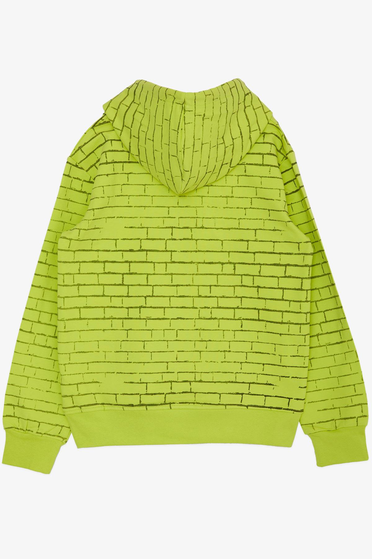 Cegisa Erkek Çocuk Kapüşonlu Sweatshirt Renkli Grafiti Desenli Fıstık Yeşili (6-9 Yaş)