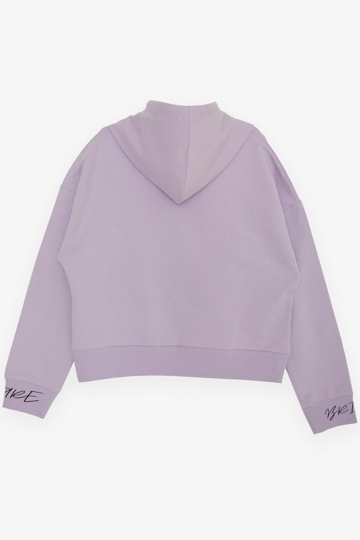 CEGISA Kız Çocuk Sweatshirt Gözlüklü Kız Figürlü Lila (11-14 Yaş)