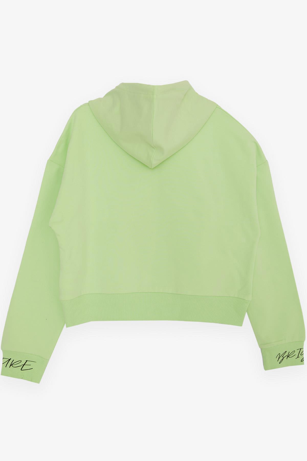 CEGISA Kız Çocuk Sweatshirt Gözlüklü Kız Figürlü Fıstık Yeşili (11-14 Yaş)