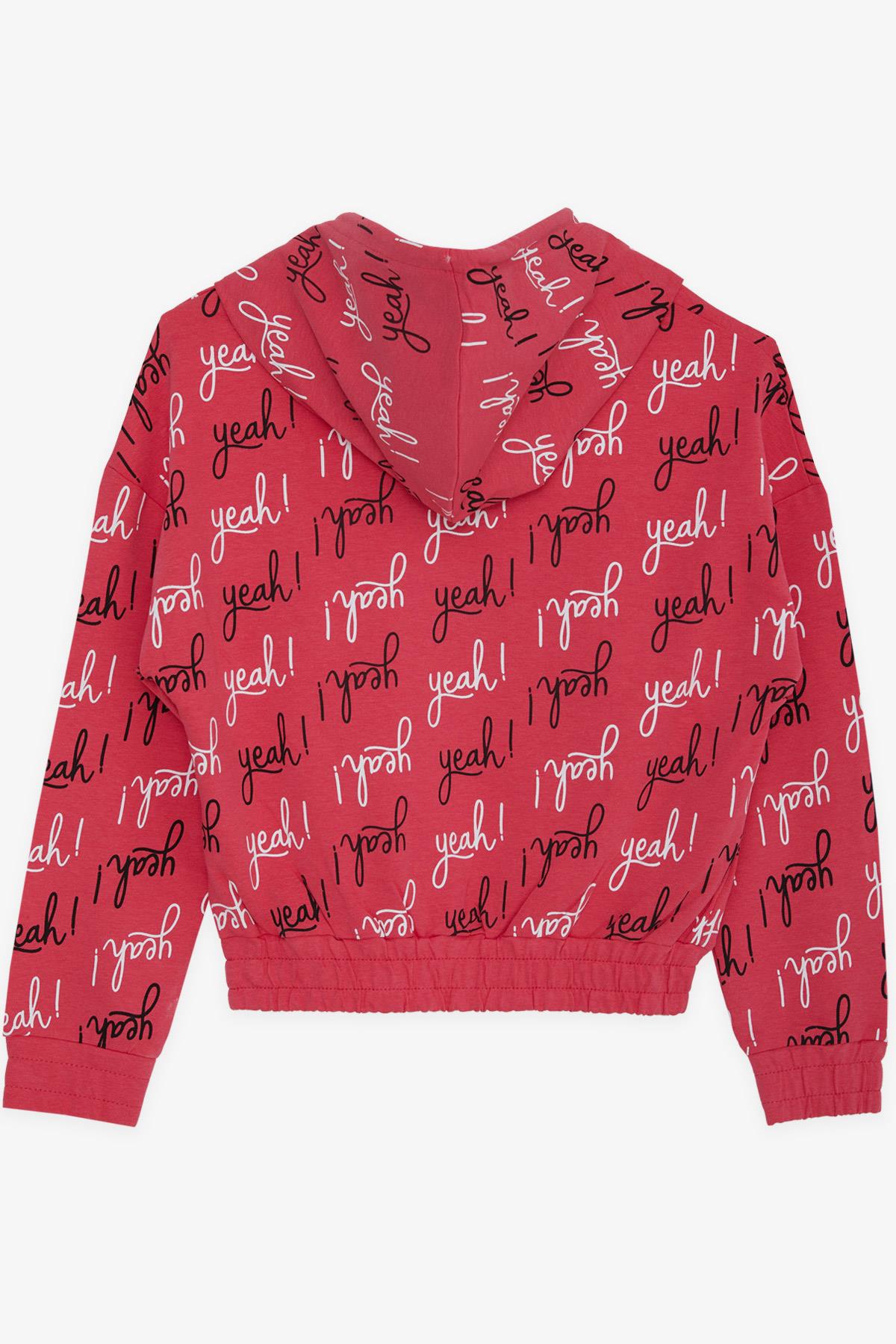 CEGISA Kız Çocuk Sweatshirt Renkli Yazı Baskılı Kapüşonlu Pembe (7-14 Yaş)