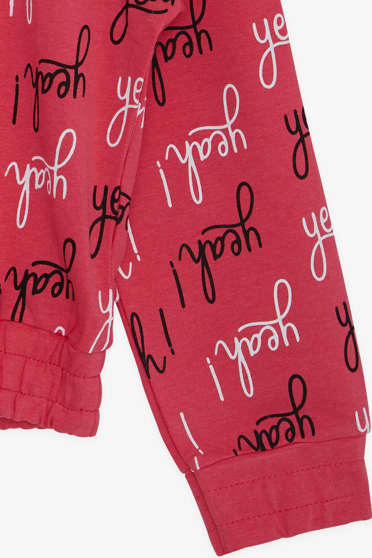 CEGISA Kız Çocuk Sweatshirt Renkli Yazı Baskılı Kapüşonlu Pembe (7-14 Yaş)
