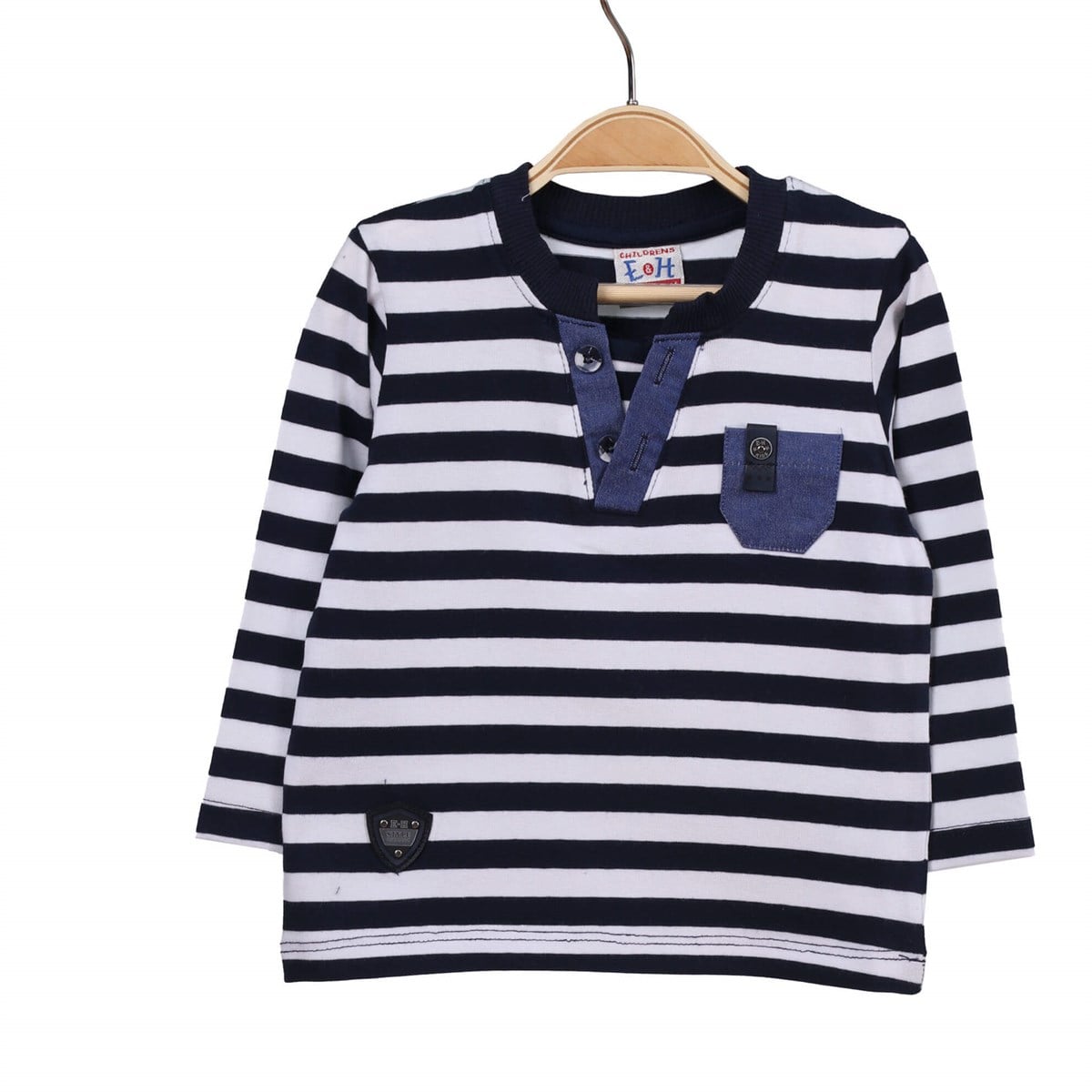 Sweatshirt & KazakE&H9485-100Cepli Çizgili Erkek T-Shirt