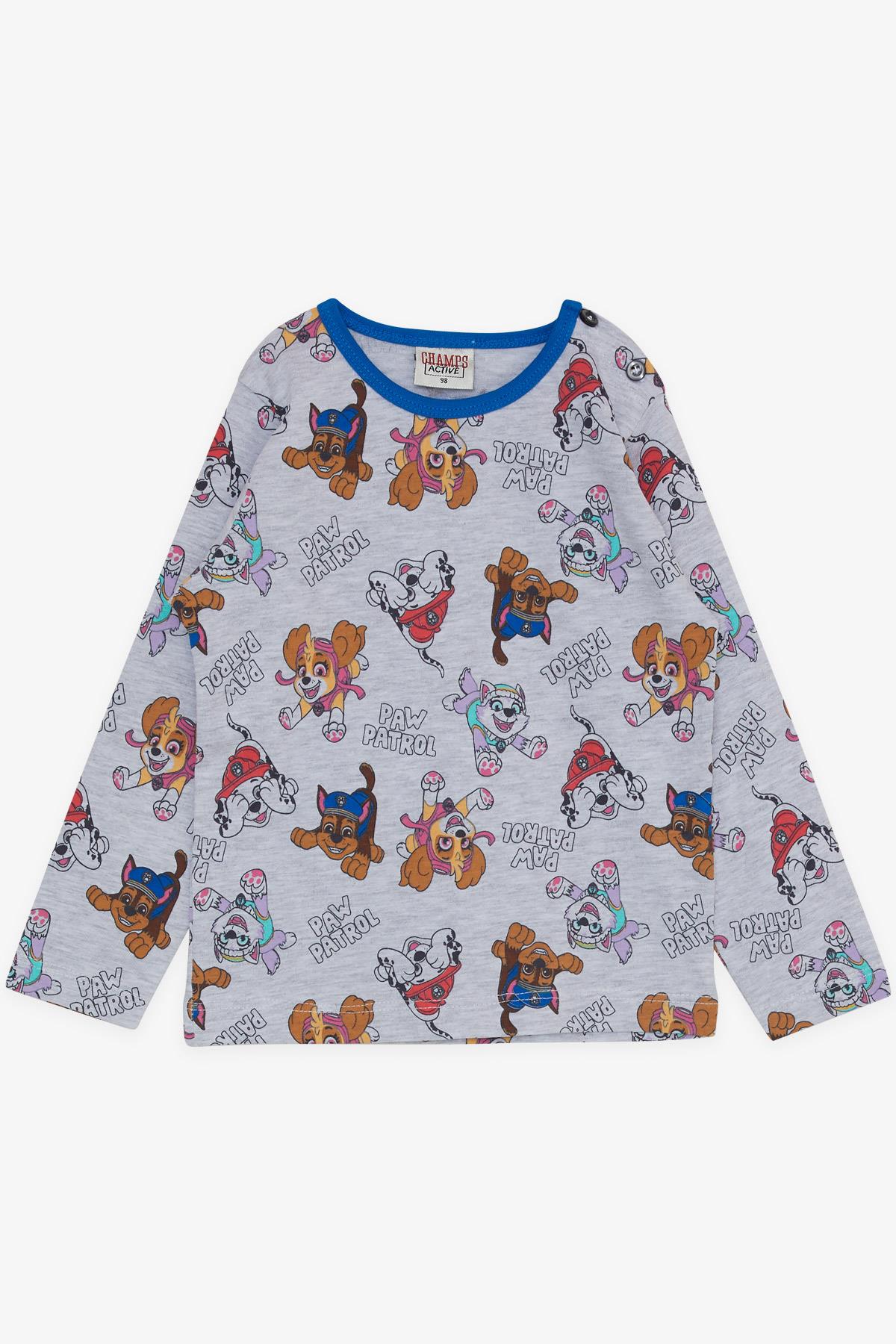 CHAMPS ACTİVE Erkek Bebek Pijama Takımı Devriyeci Hayvancıklar Desenli Açık Gri Melanj (9 Ay-3 Yaş)