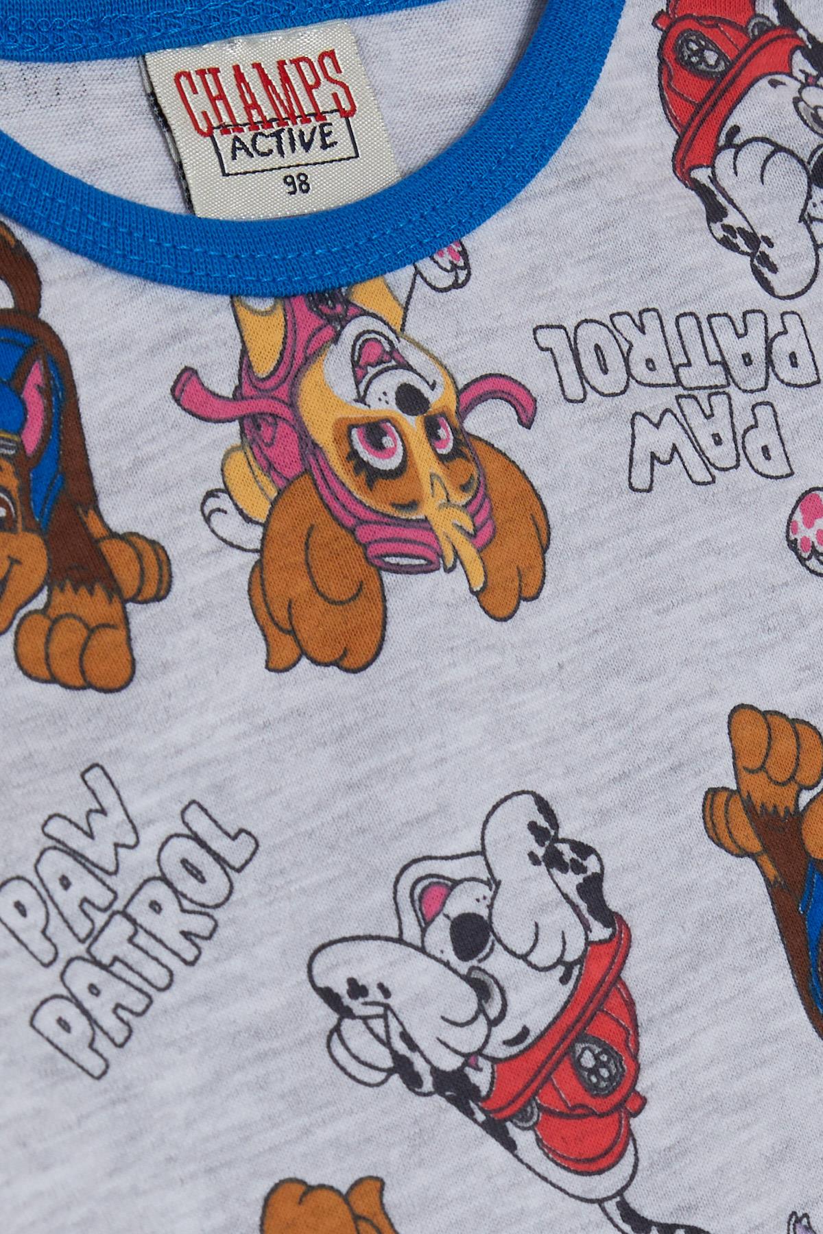 CHAMPS ACTİVE Erkek Bebek Pijama Takımı Devriyeci Hayvancıklar Desenli Açık Gri Melanj (9 Ay-3 Yaş)