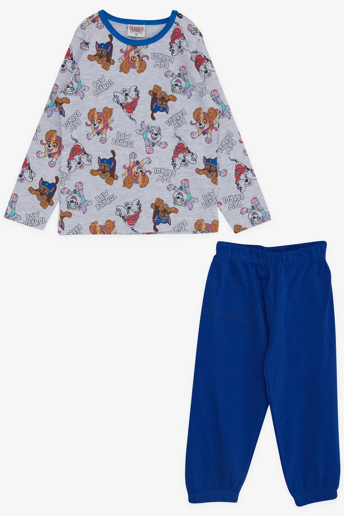 CHAMPS ACTİVE Erkek Bebek Pijama Takımı Devriyeci Hayvancıklar Desenli Açık Gri Melanj (9 Ay-3 Yaş)