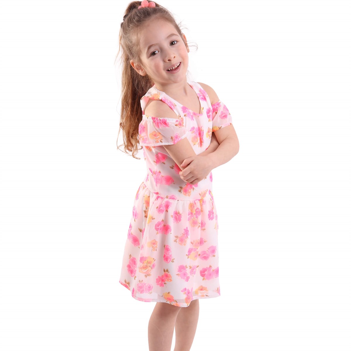Yazlık Elbise ModelleriBREEZE12576-54Çiçekli Şifon Elbise