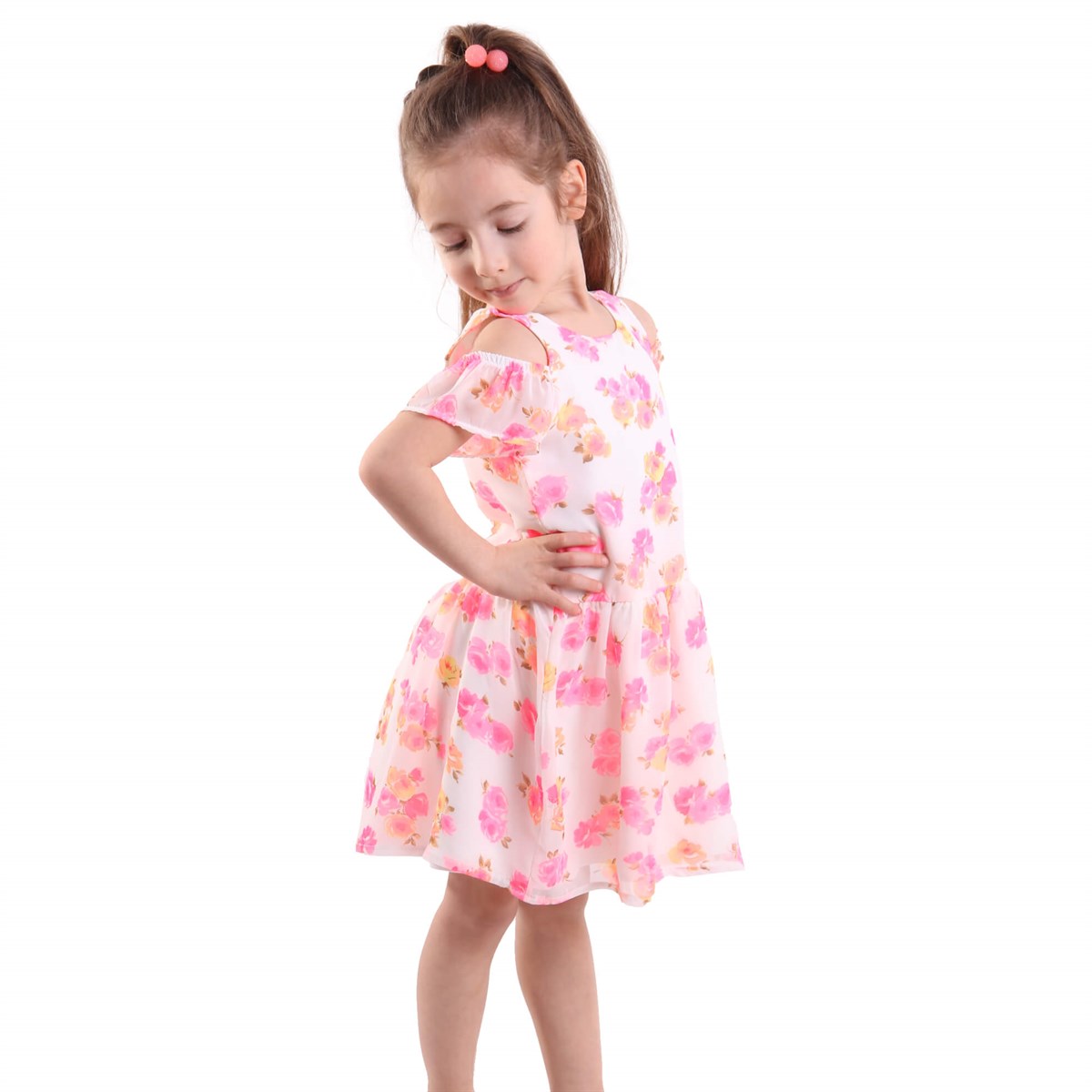 Yazlık Elbise ModelleriBREEZE12576-54Çiçekli Şifon Elbise