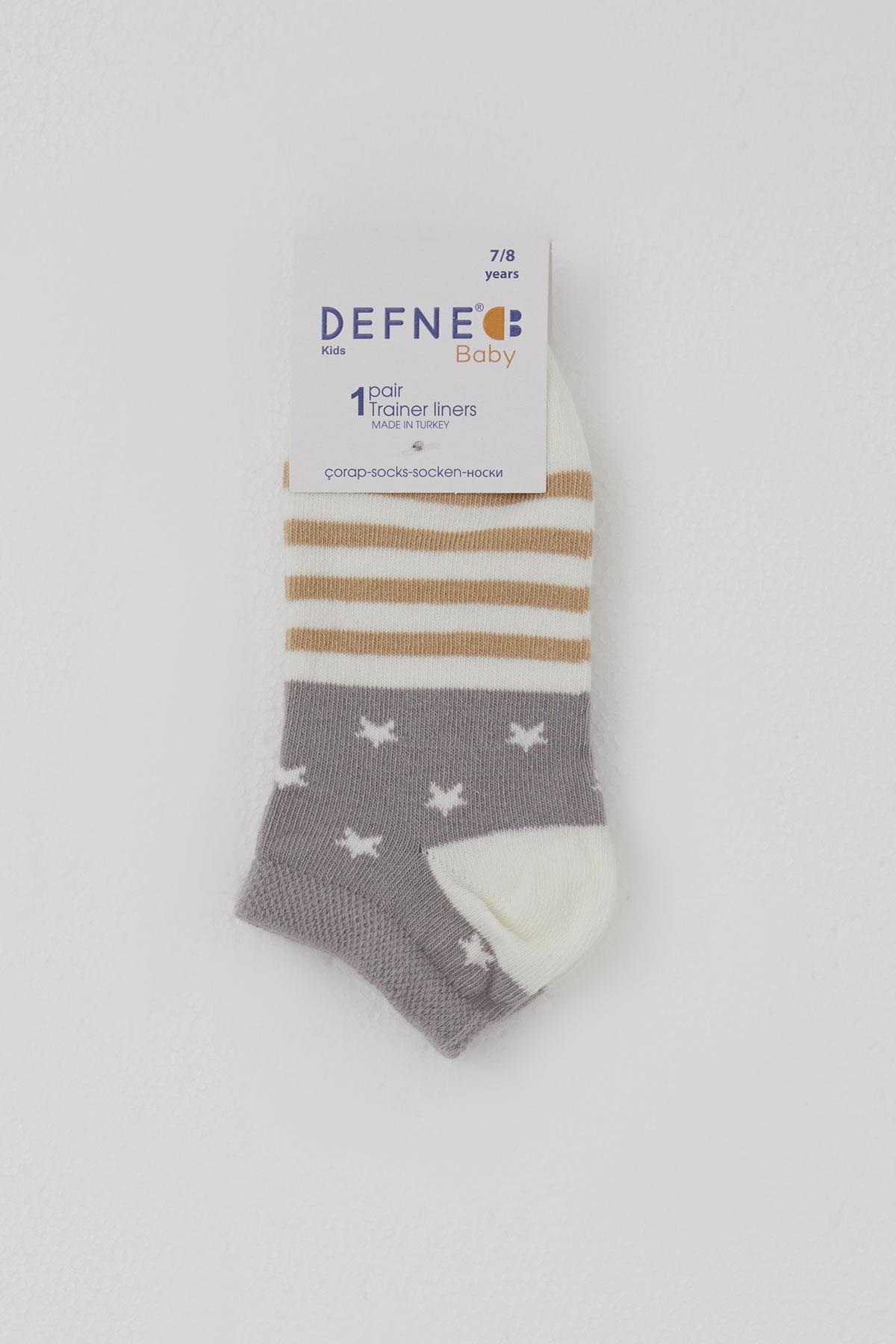 Defne Baby Erkek Çocuk Patik Çorap Yıldız Desenli Ekru (7-12 Yaş)