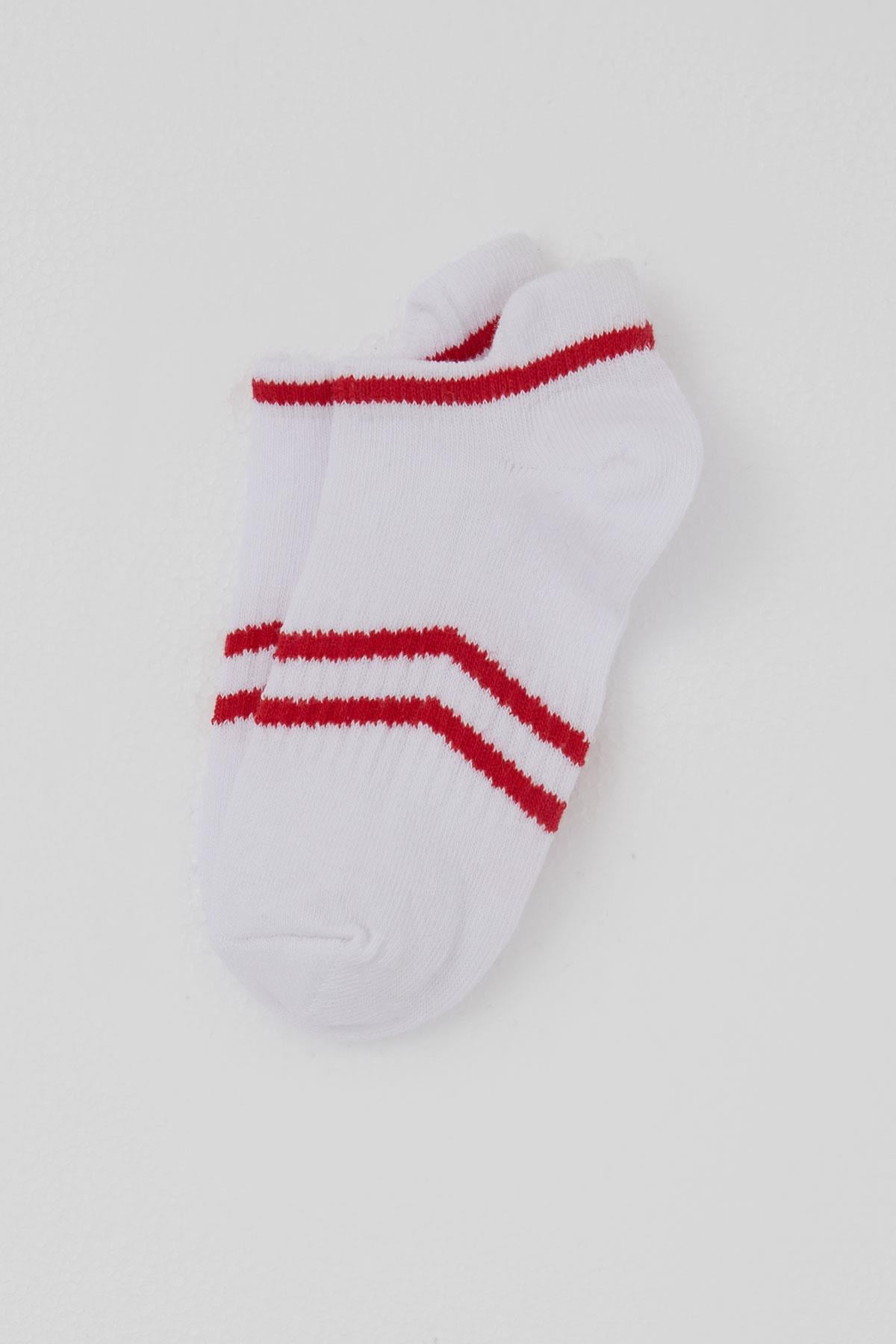 Defne Baby Erkek Çocuk Spor Patik Çorap Çizgi Detaylı Beyaz (5-12 Yaş)