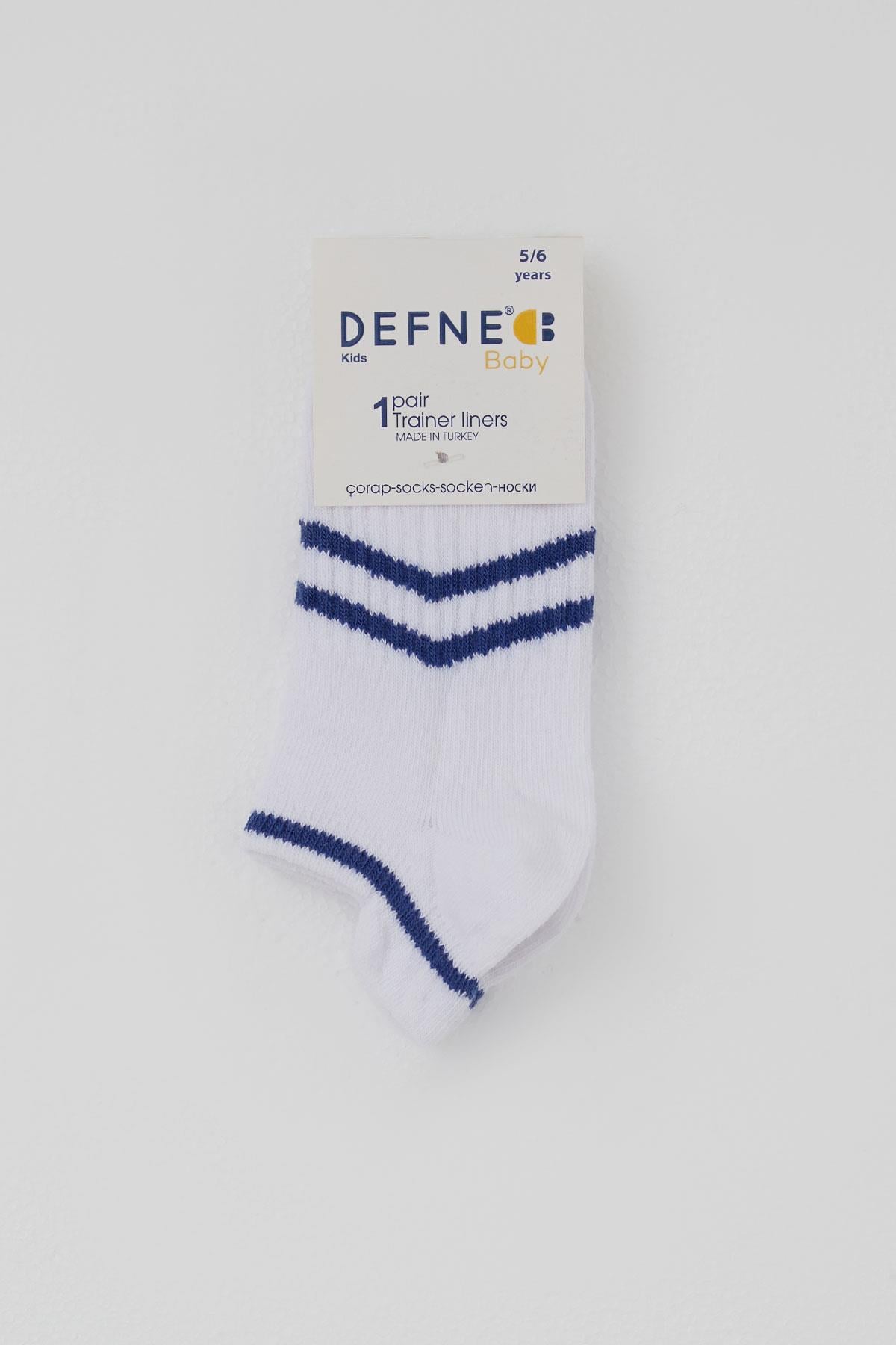 Defne Baby Erkek Çocuk Spor Patik Çorap Çizgi Detaylı Beyaz (5-12 Yaş)