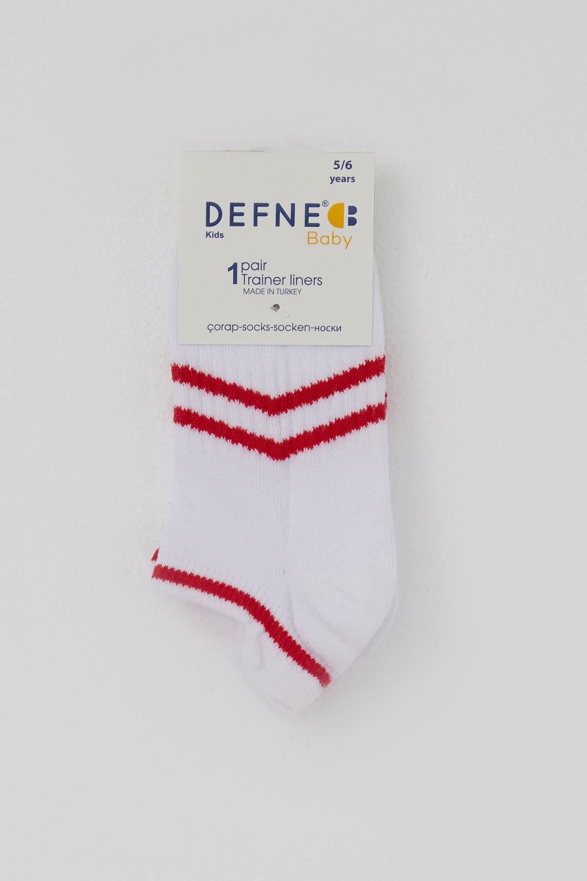Defne Baby Erkek Çocuk Spor Patik Çorap Çizgi Detaylı Beyaz (5-12 Yaş)