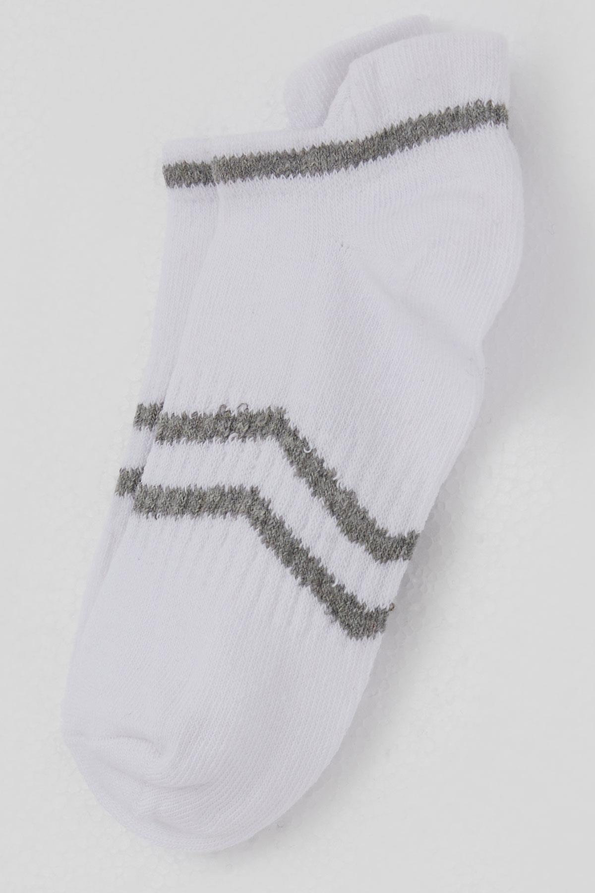 Defne Baby Erkek Çocuk Spor Patik Çorap Çizgi Detaylı Beyaz (5-10 Yaş)