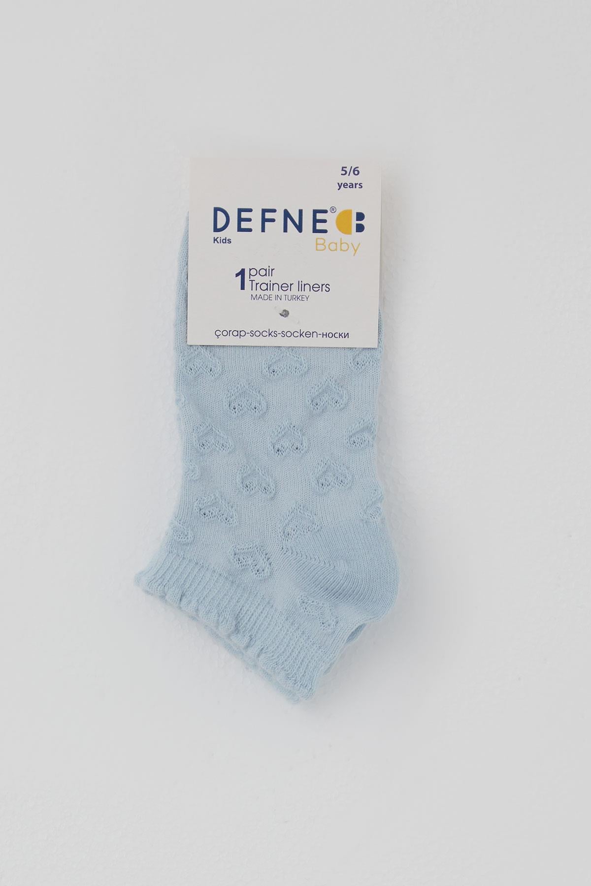 Defne Baby Kız Çocuk Patik Çorap Kalp Desenli Açık Mavi (5-12 Yaş)