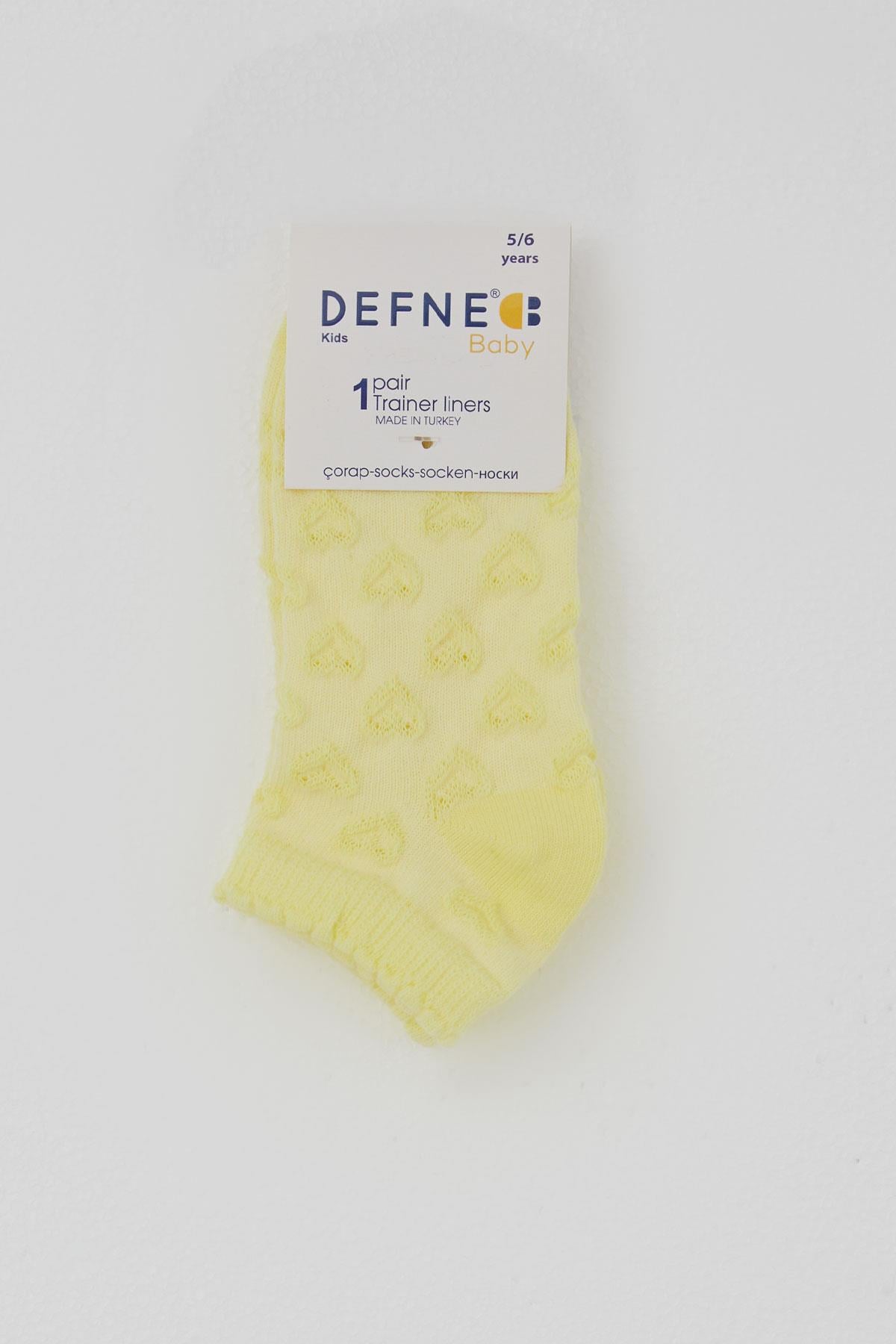 Defne Baby Kız Çocuk Patik Çorap Kalp Desenli Sarı (5-12 Yaş)