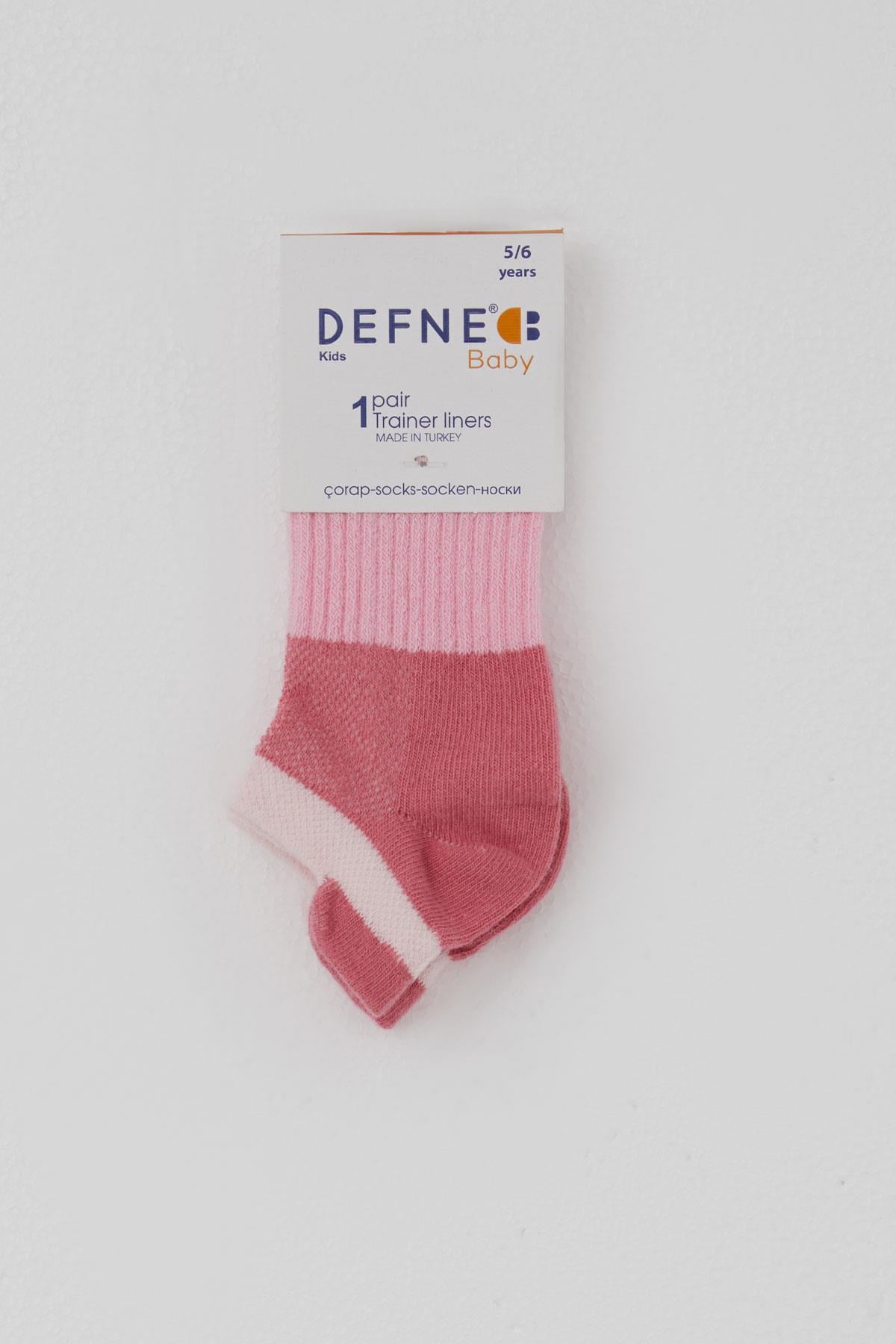 Defne Baby Kız Çocuk Spor Patik Çorap Blok Desenli Pembe (5-12 Yaş)