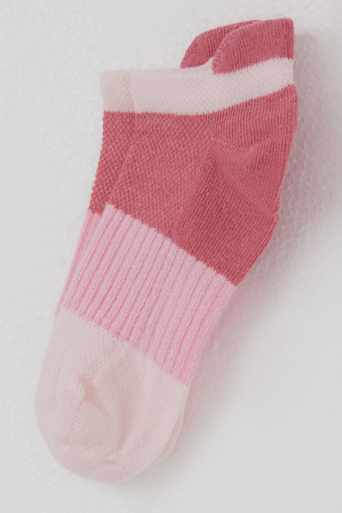 Defne Baby Kız Çocuk Spor Patik Çorap Blok Desenli Pembe (5-12 Yaş)