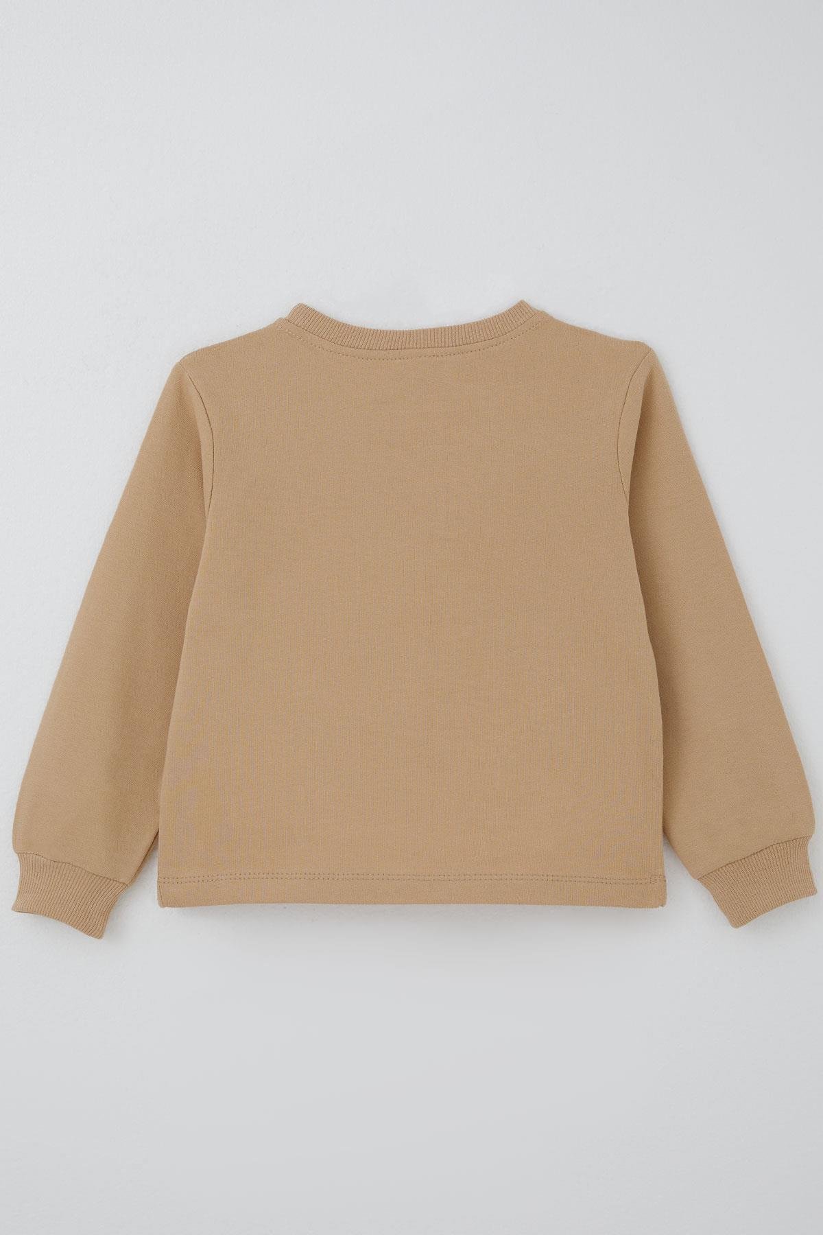 Donino Erkek Çocuk Eşofman Takımı Aslan Baskılı Zikzaklı Mikro Yelekli Açık Kahverengi (2-5 Yaş)