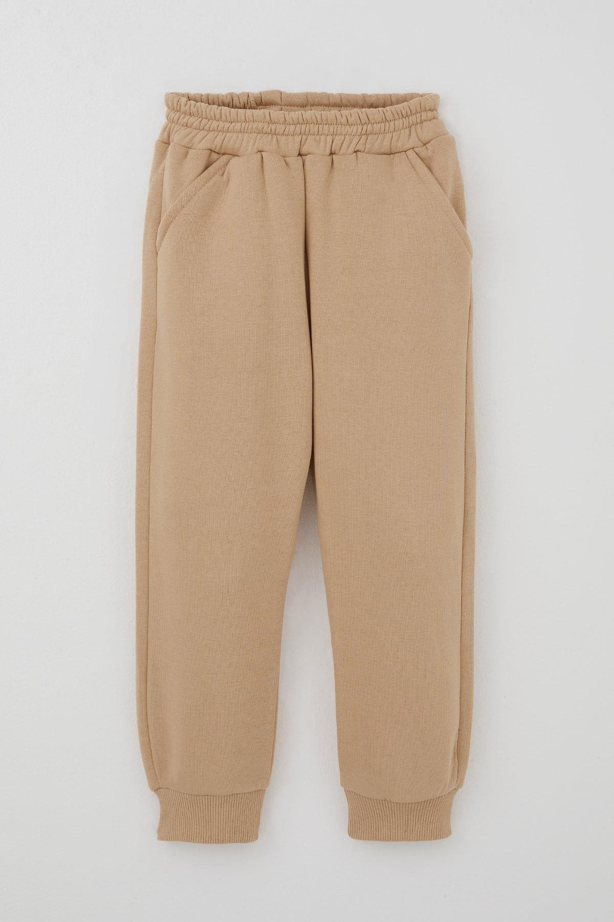 Donino Erkek Çocuk Eşofman Takımı B Harfi Baskılı Yelekli Bej (2-5 Yaş)