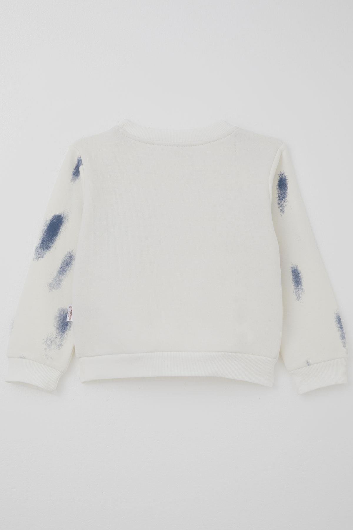 Donino Erkek Çocuk Eşofman Takımı Püskürtme Boya Desenli Cep Detaylı Ekru (2-5 Yaş)