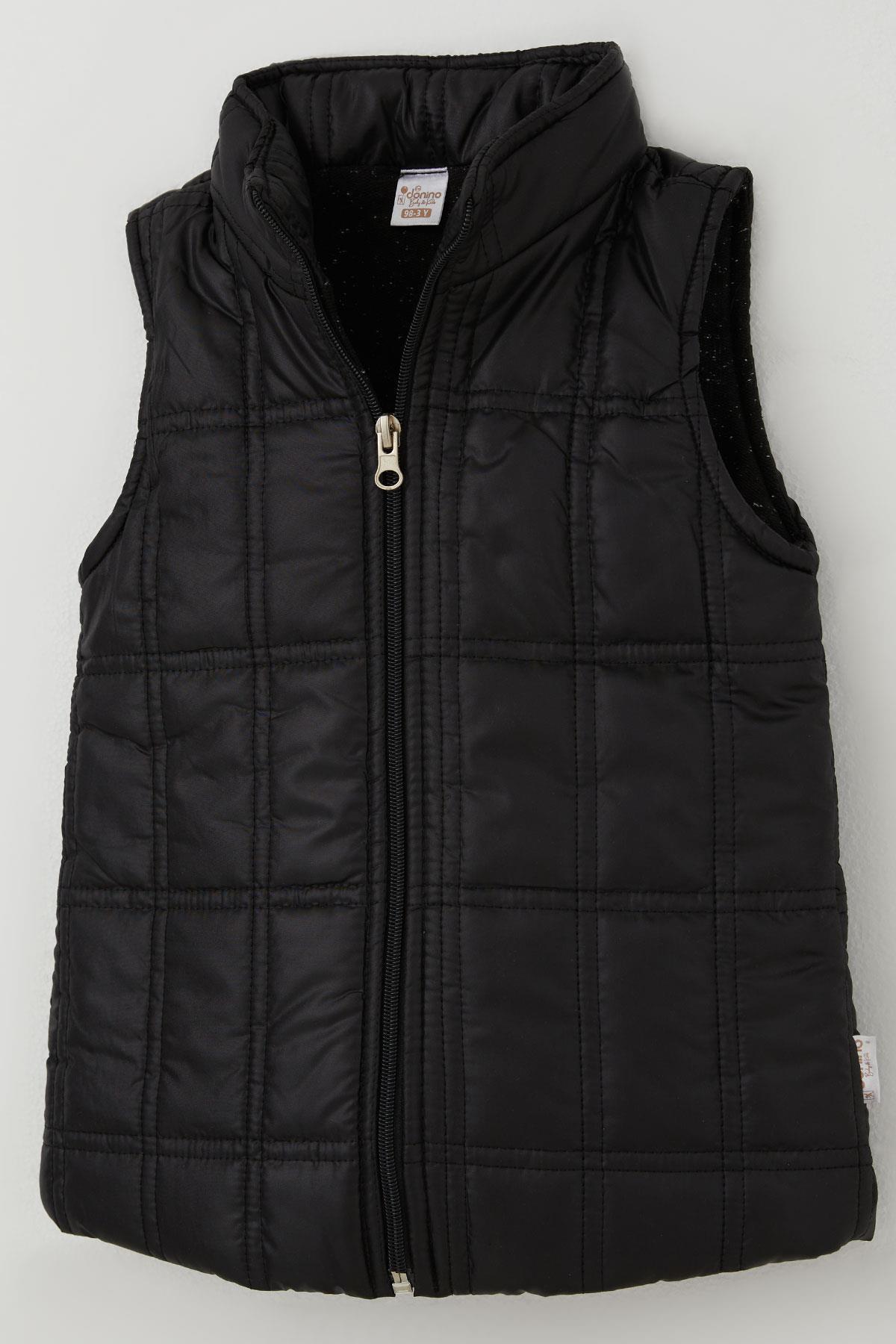 Donino Erkek Çocuk Eşofman Takımı Yazı Baskılı Kare Mikro Yelekli Haki Yeşil (2-5 Yaş)