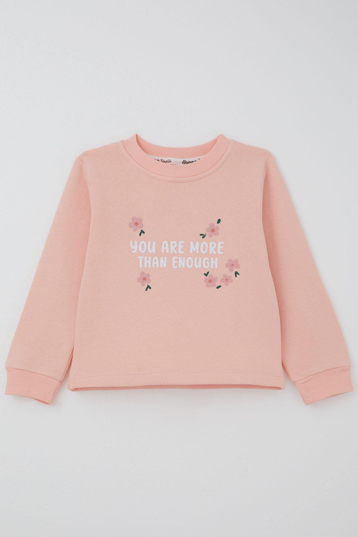 Donino Kız Çocuk Eşofman Takımı Çiçek Desenli Yelekli Pembe (2-5 Yaş)