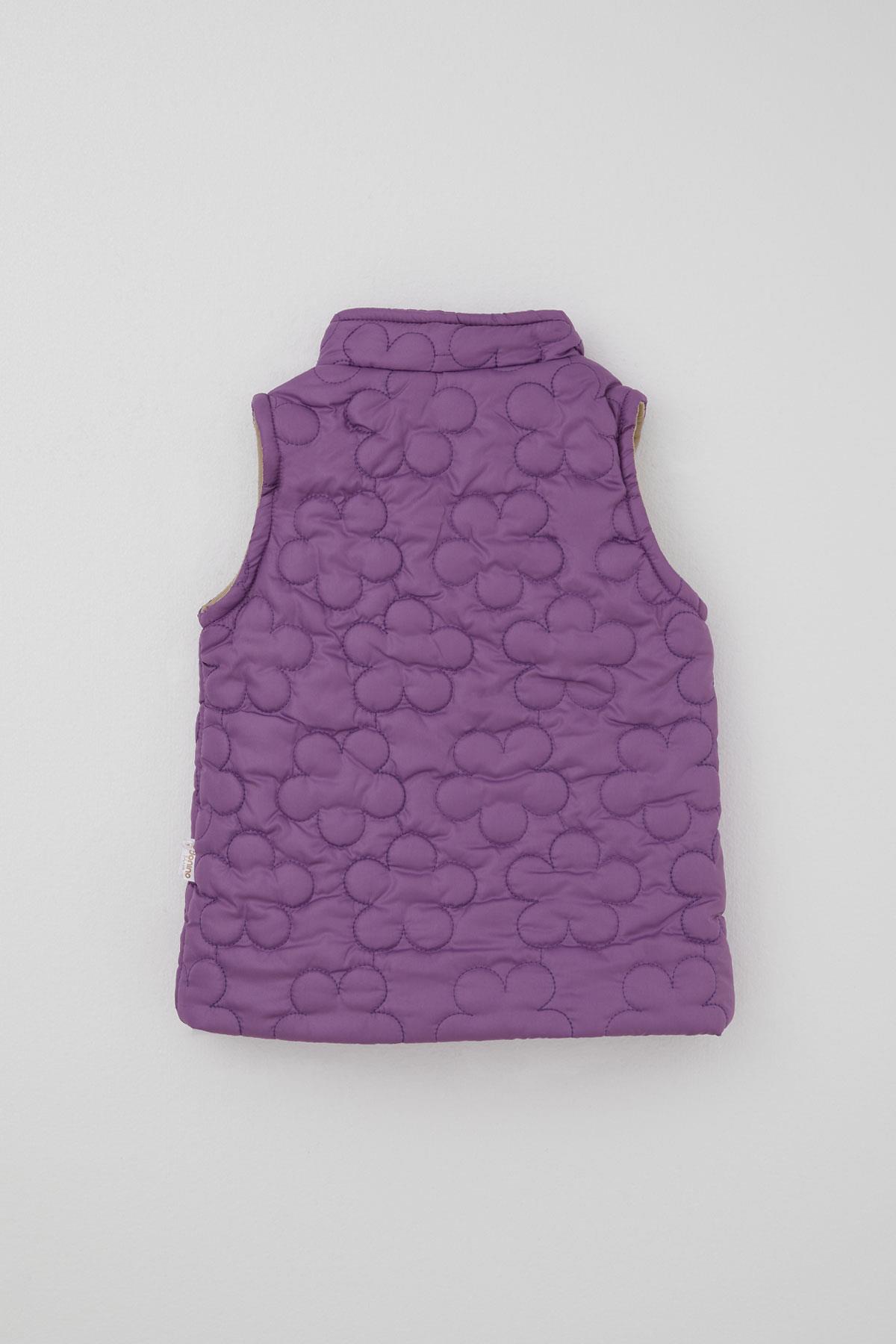 Donino Kız Çocuk Eşofman Takımı Çiçek Baskılı Kapitone Mikro Yelekli Krem (2-5 Yaş)