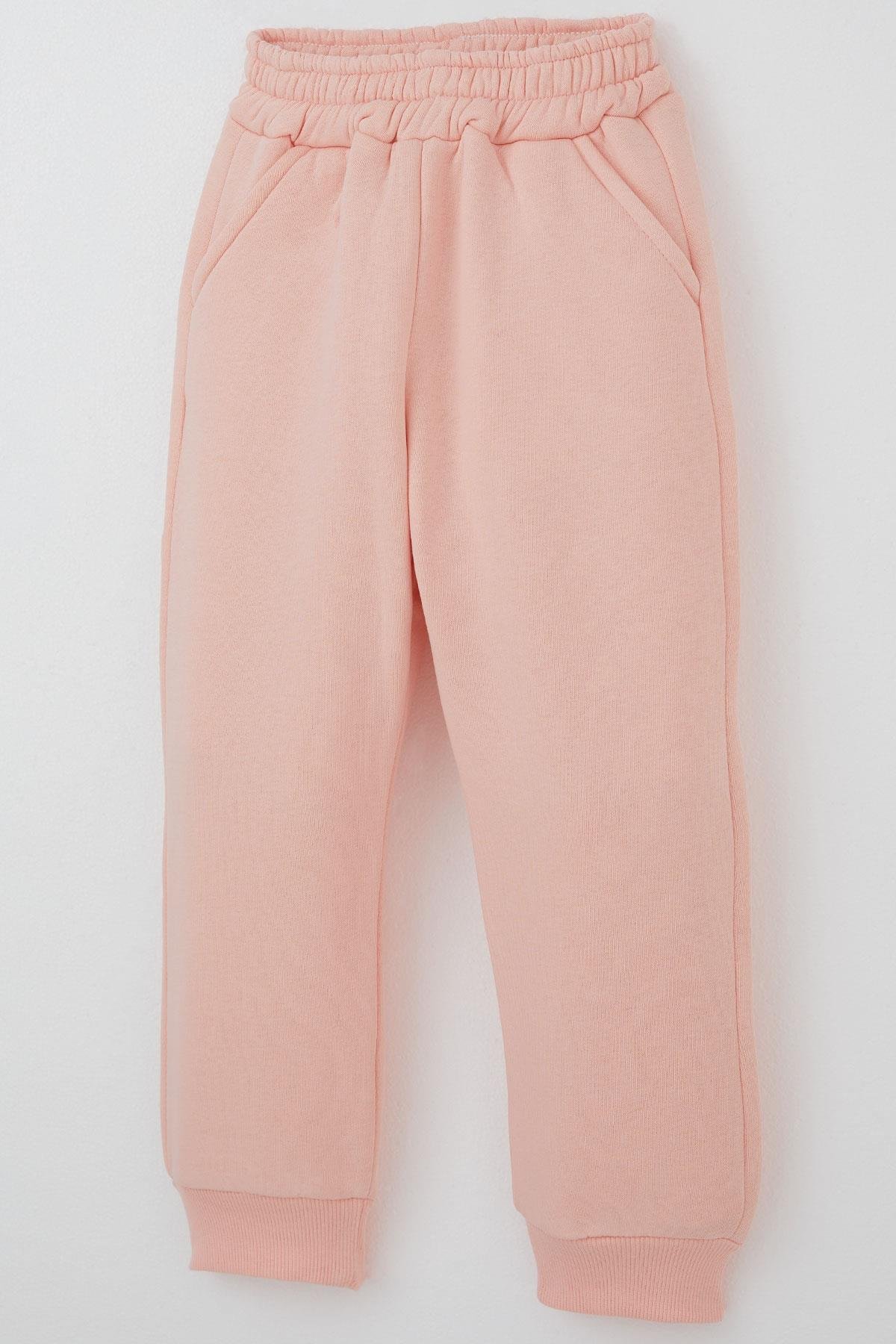 Donino Kız Çocuk Eşofman Takımı Çiçek Desenli Yelekli Pembe (2-5 Yaş)